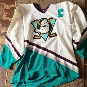 CCM Teal and White Hockey Jersey with Purple Accents